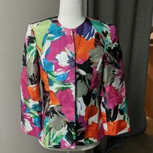 Floral Print Open Front Blazer